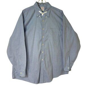 Brooks Brothers Traditional Fit Blue Button-Down‎ Shirt - Men's Size 17.5 / 35